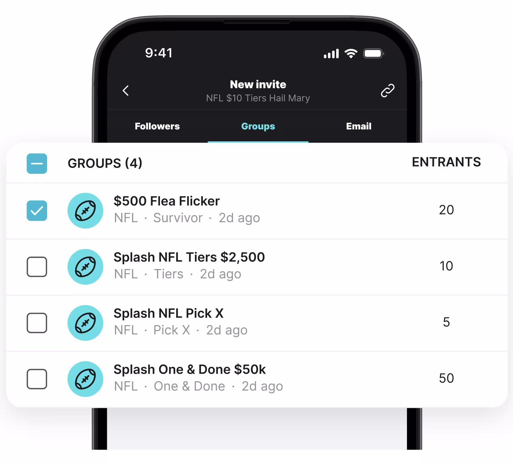 Invite groups to contests from your account